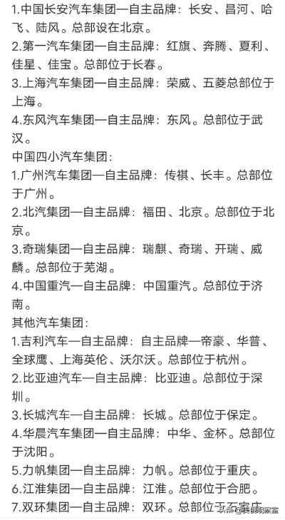全国汽车品牌推荐
